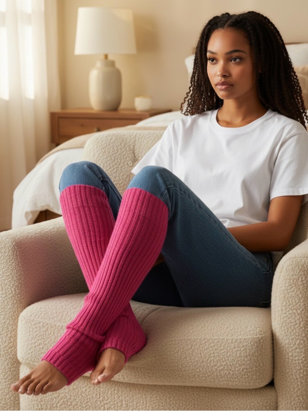 Knit Leg Warmers - Hot Pink